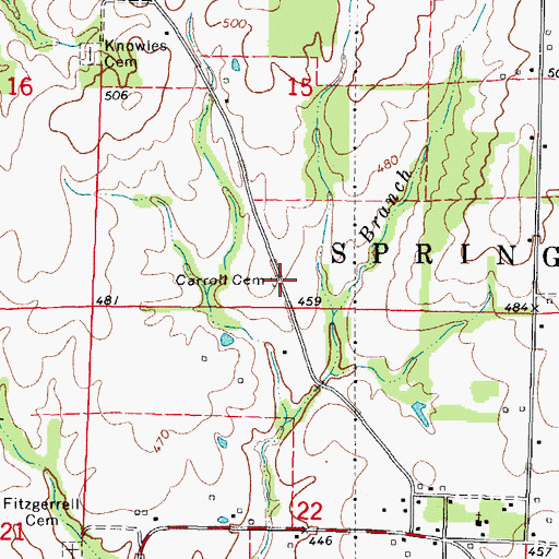 Topographic Map of Carroll Cemetery, IL