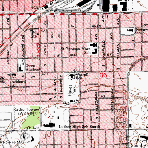 Topographic Map of Carroll Elementary School, IL