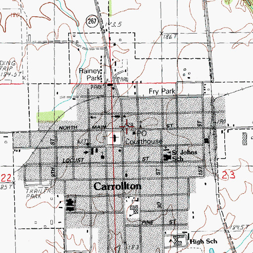 Topographic Map of Carrollton, IL