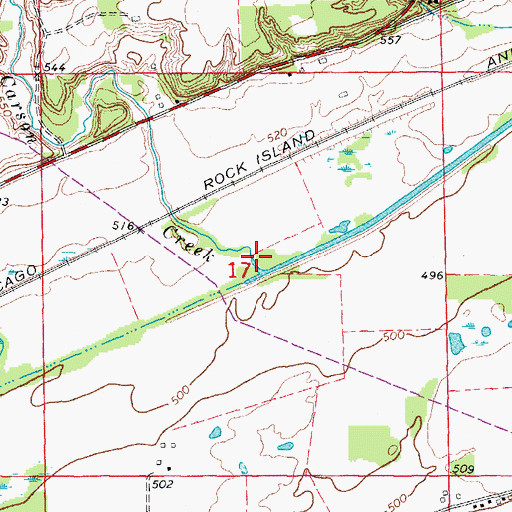 Topographic Map of Carson Creek, IL