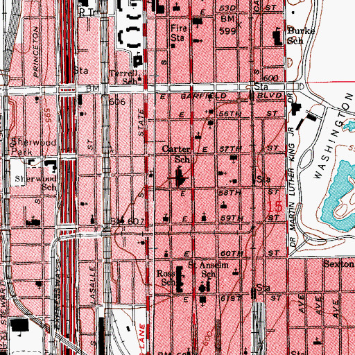 Topographic Map of Carter Elementary School, IL