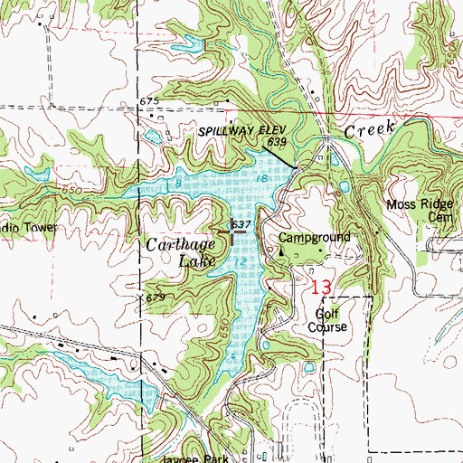 Topographic Map of Carthage Lake, IL