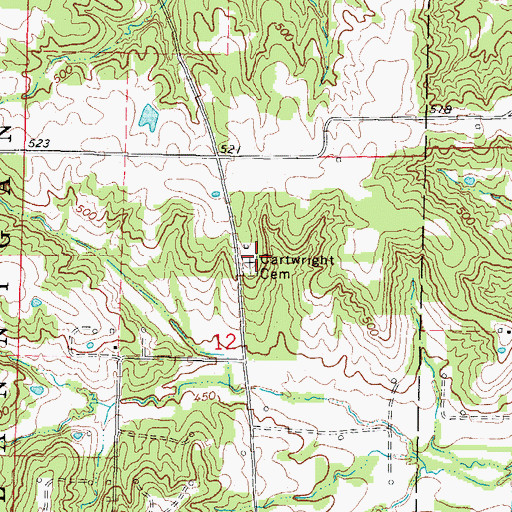 Topographic Map of Cartwright Cemetery, IL