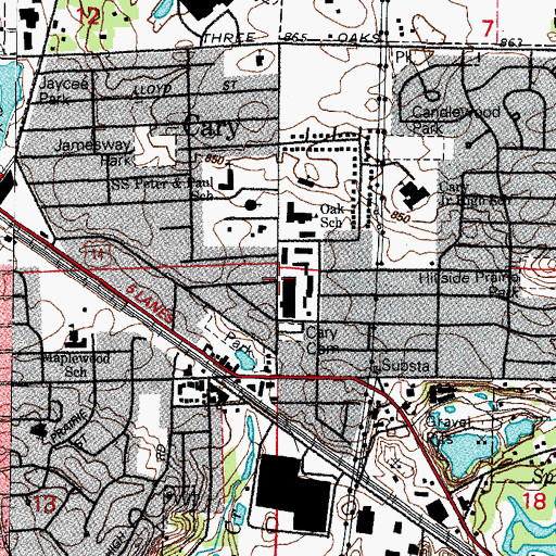 Topographic Map of Cary, IL