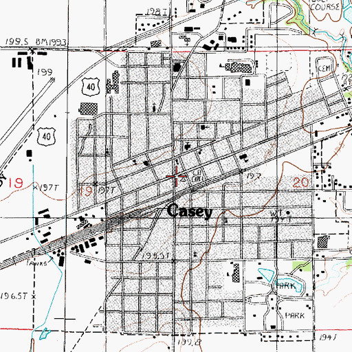 Topographic Map of Casey, IL