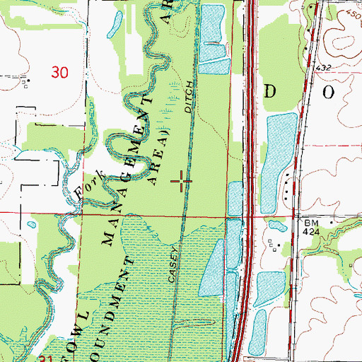 Topographic Map of Casey Ditch, IL