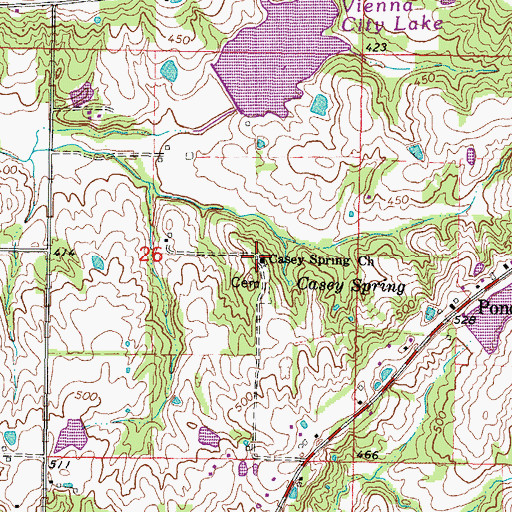 Topographic Map of Casey Spring Church, IL