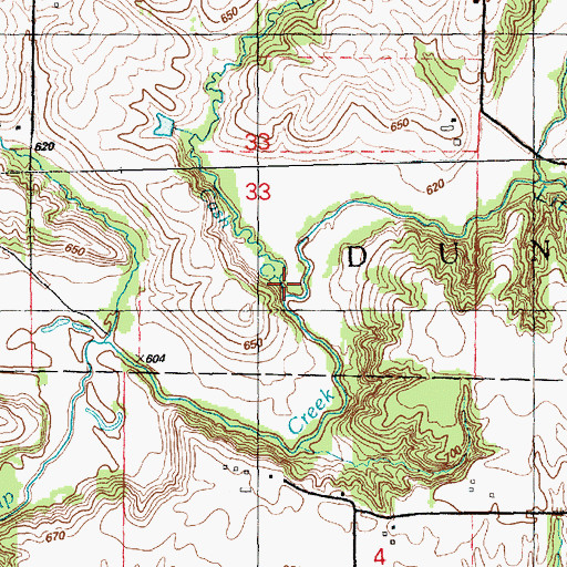 Topographic Map of Cash Creek, IL