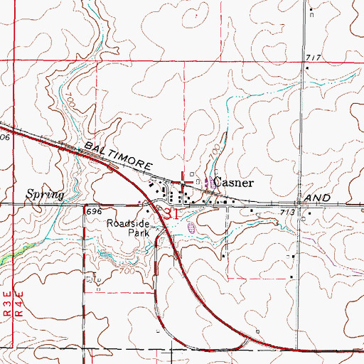 Topographic Map of Casner, IL