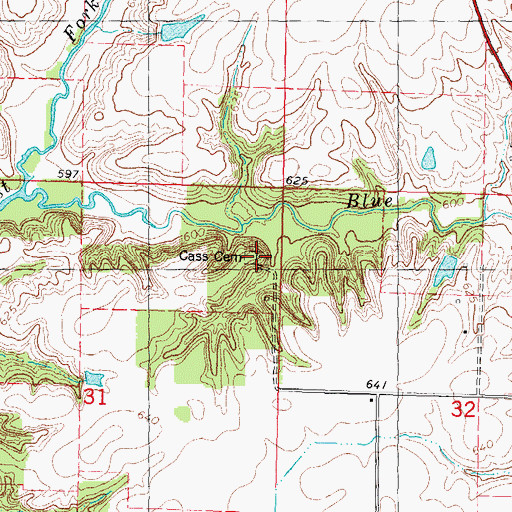 Topographic Map of Cass Cemetery, IL