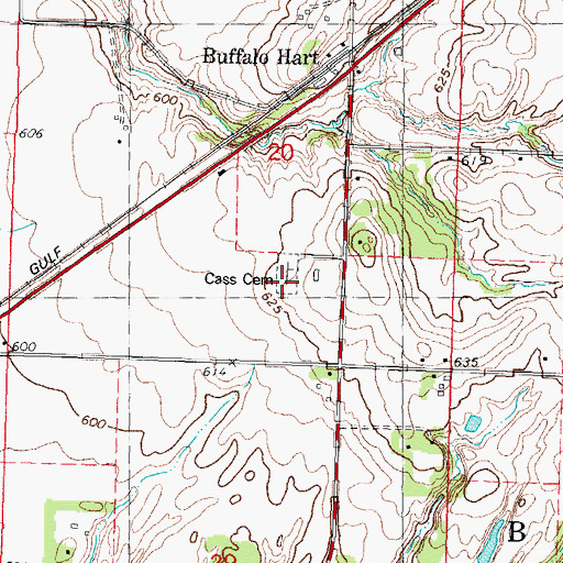 Topographic Map of Cass Cemetery, IL