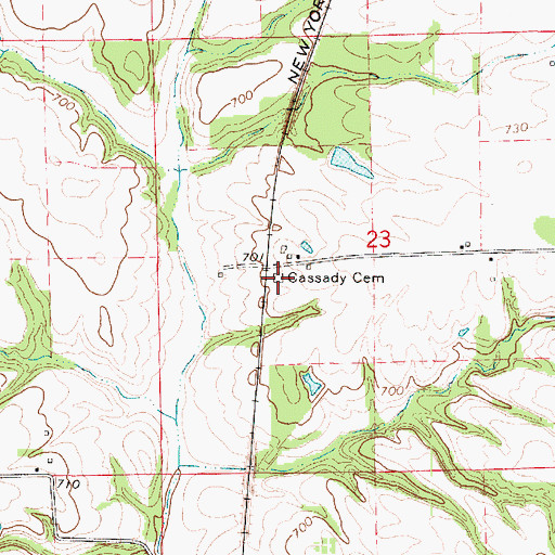 Topographic Map of Cassady Cemetery, IL
