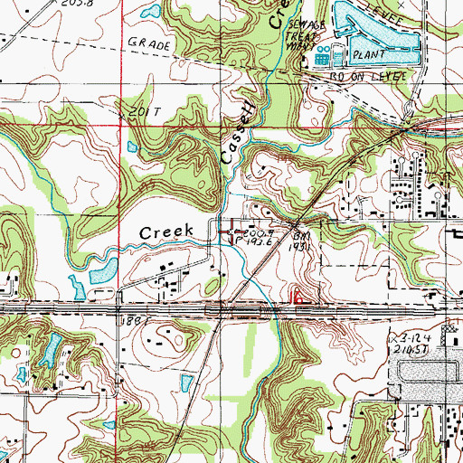 Topographic Map of Cassell Creek, IL