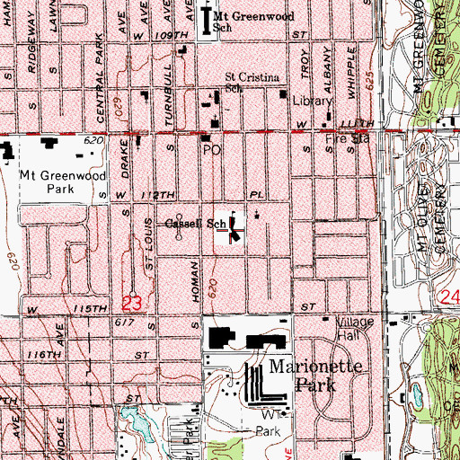 Topographic Map of Cassell Elementary School, IL