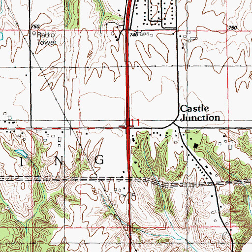 Topographic Map of Castle Junction, IL