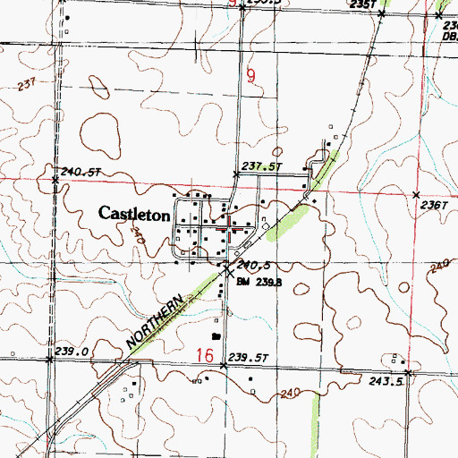 Topographic Map of Castleton, IL