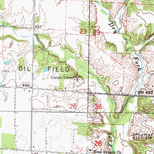 Topographic Map of Cates Cemetery, IL