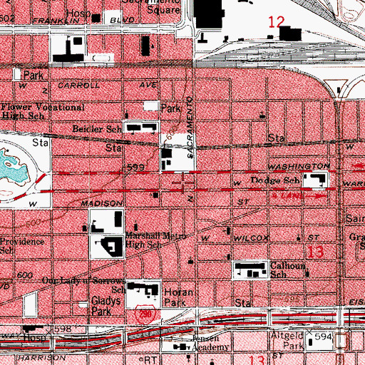 Topographic Map of Cather Elementary School, IL