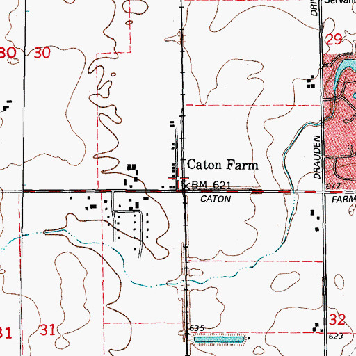 Topographic Map of Caton Farm, IL