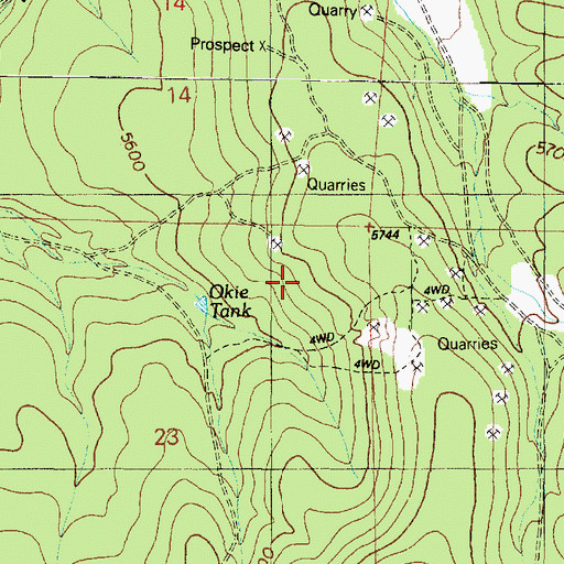 Topographic Map of Okie Tank, AZ