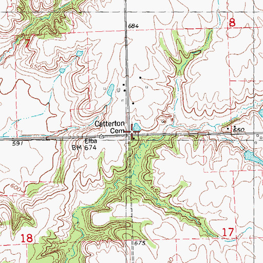 Topographic Map of Catterton Cemetery, IL