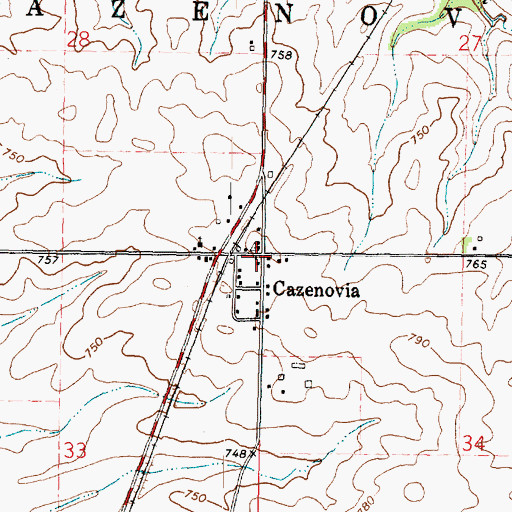 Topographic Map of Cazenovia, IL
