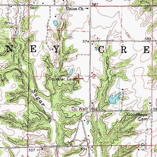 Topographic Map of Cecedar Cemetery, IL