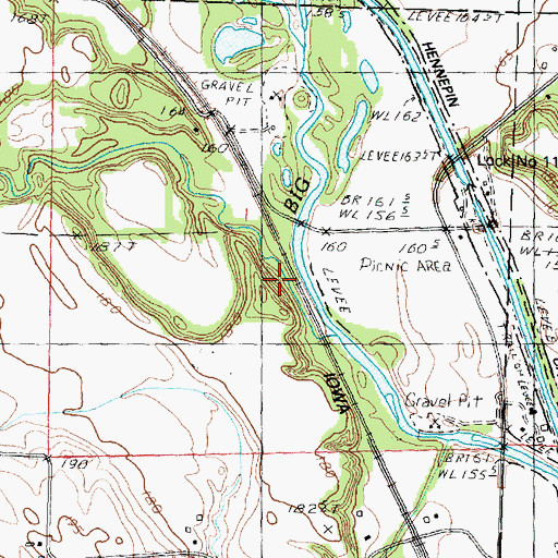 Topographic Map of Cedar Bluff, IL
