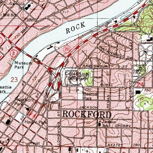 Topographic Map of Cedar Bluff Cemetery, IL