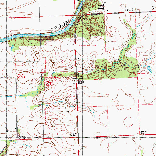 Topographic Map of Cedar Bluff School (historical), IL