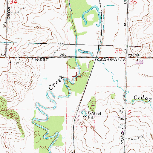 Topographic Map of Cedar Creek, IL
