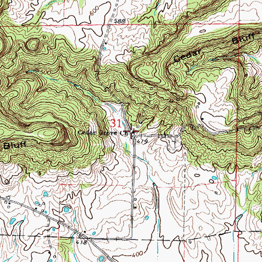 Topographic Map of Cedar Grove Church, IL