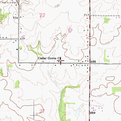 Topographic Map of Cedar Grove Church, IL