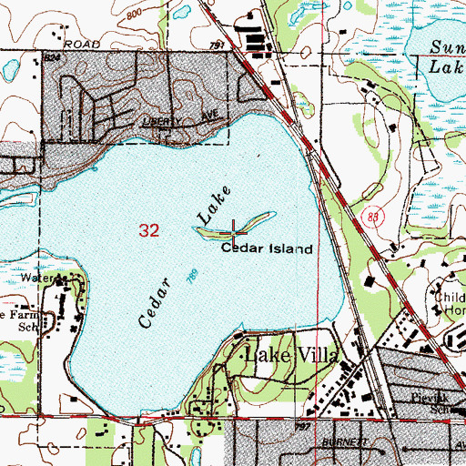Topographic Map of Cedar Island, IL