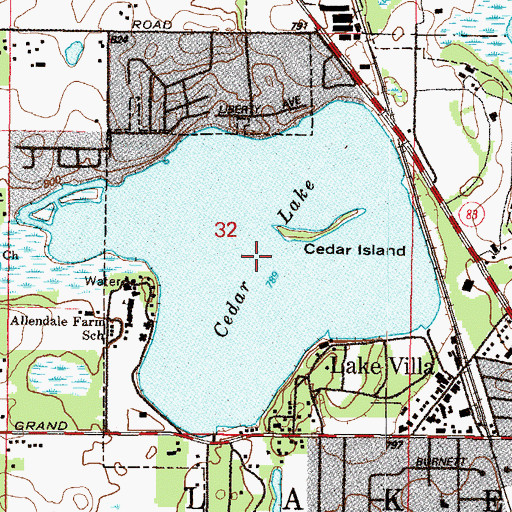Topographic Map of Cedar Lake, IL