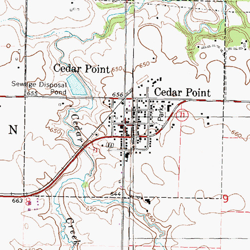 Topographic Map of Cedar Point, IL