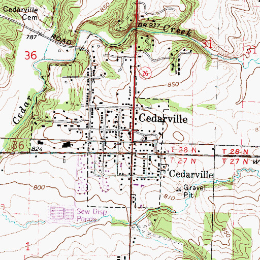 Topographic Map of Cedarville, IL