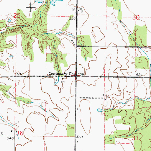 Topographic Map of Centenary Church, IL