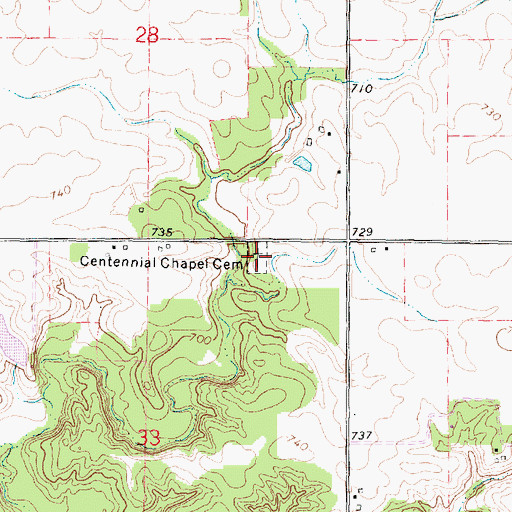 Topographic Map of Centennial Chapel Cemetery, IL