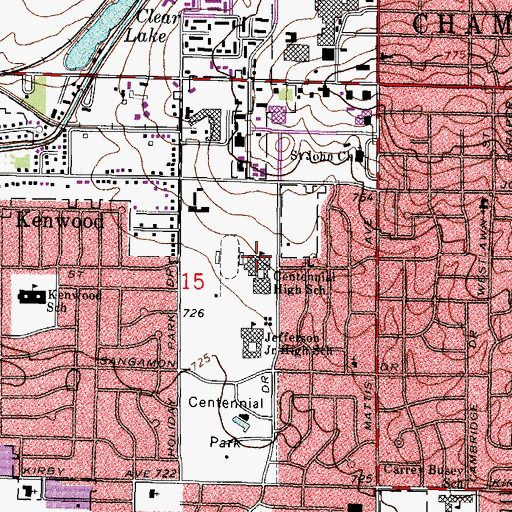 Topographic Map of Centennial High School, IL