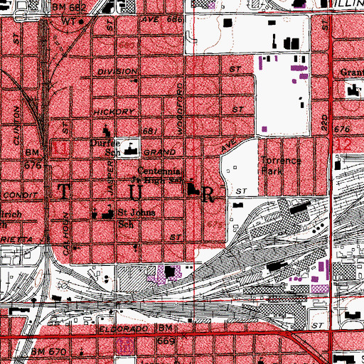 Topographic Map of Coppenbarger Elementary School, IL