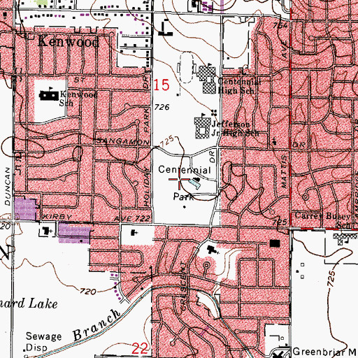 Topographic Map of Centennial Park, IL