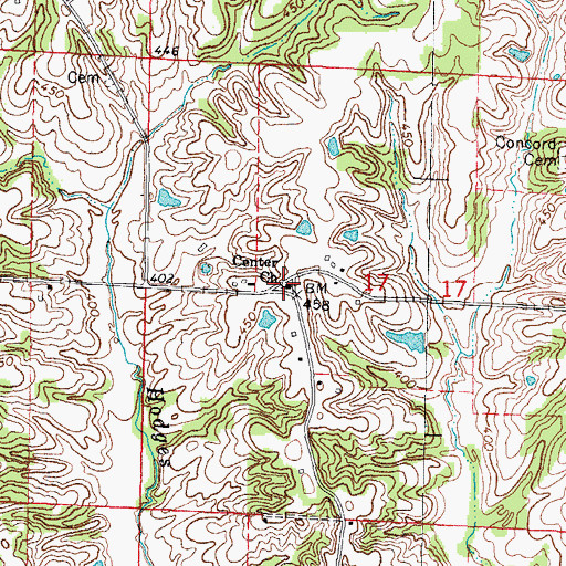 Topographic Map of Center Church, IL
