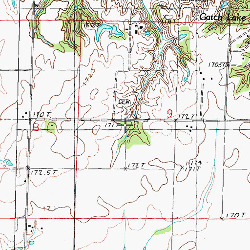 Topographic Map of Center Church (historical), IL