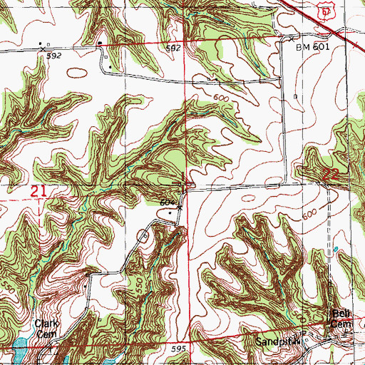 Topographic Map of Center School (historical), IL