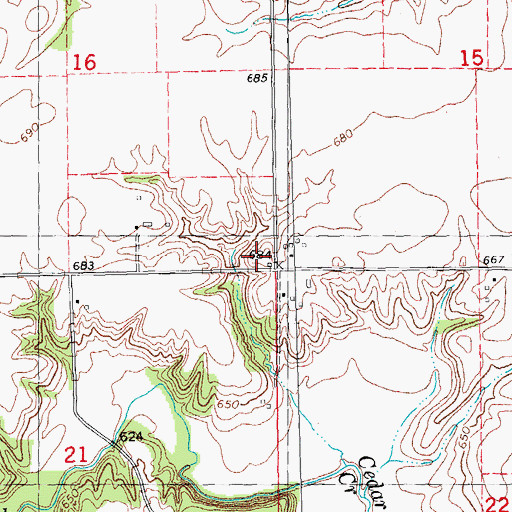 Topographic Map of Center School (historical), IL