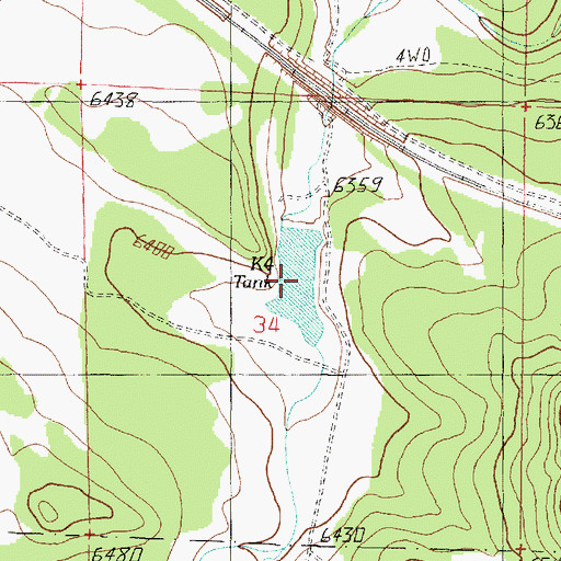 Topographic Map of K Four Tank, AZ
