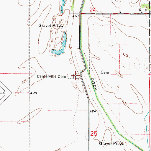 Topographic Map of Centerville Cemetery, IL