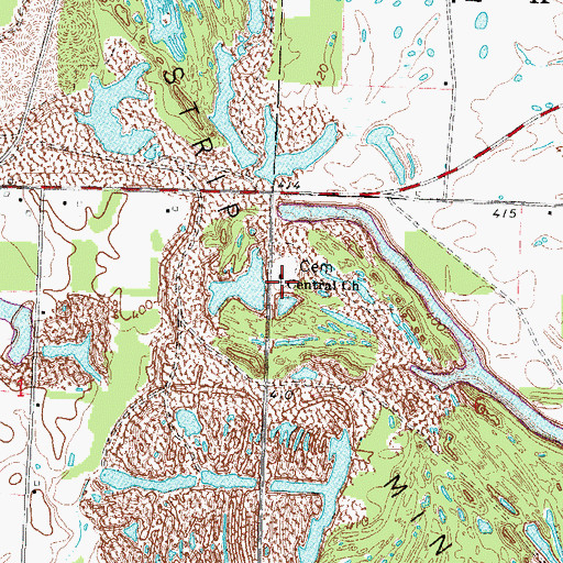 Topographic Map of Central Church, IL