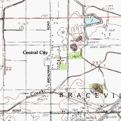 Topographic Map of Central City, IL